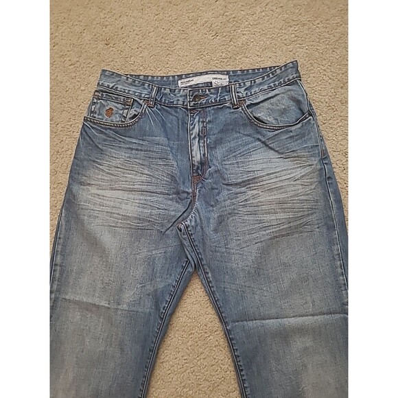 VTG Rocawear Jeans Mens 36x31.5 Blue Baggy Distressed Skater Faded Pipe Hip Hop - Picture 12 of 16